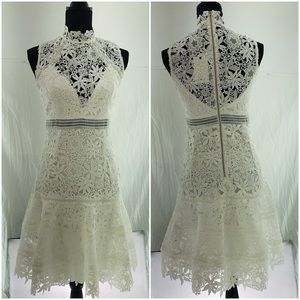 NWT Bardot Paris white turtle neck lace dress